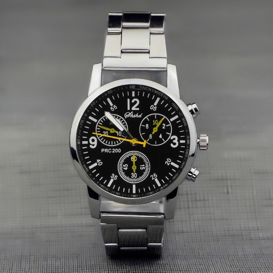 WBS Jam Tangan SHSHD Pria dan Wanita Sport Chrono Rariasi Rantai Geneva Jam Tangan Stainless Steel Jam Tangan Pria Fashion Analog  Grosir  Model Terbaru SH003-HITAM