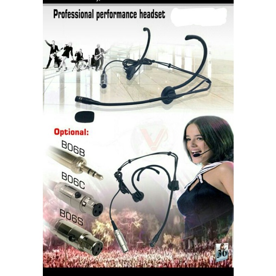 Headset/Bando Mic Kabel Jack colokan Kaki Lubang Pin 3