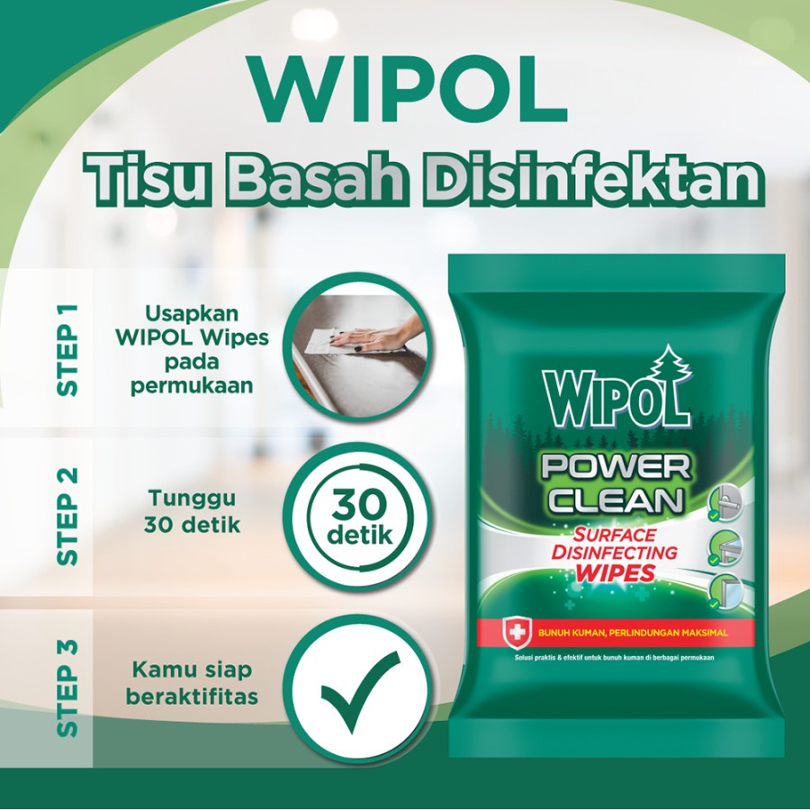 Wipol Power Clean Surface Wipes Isi 10