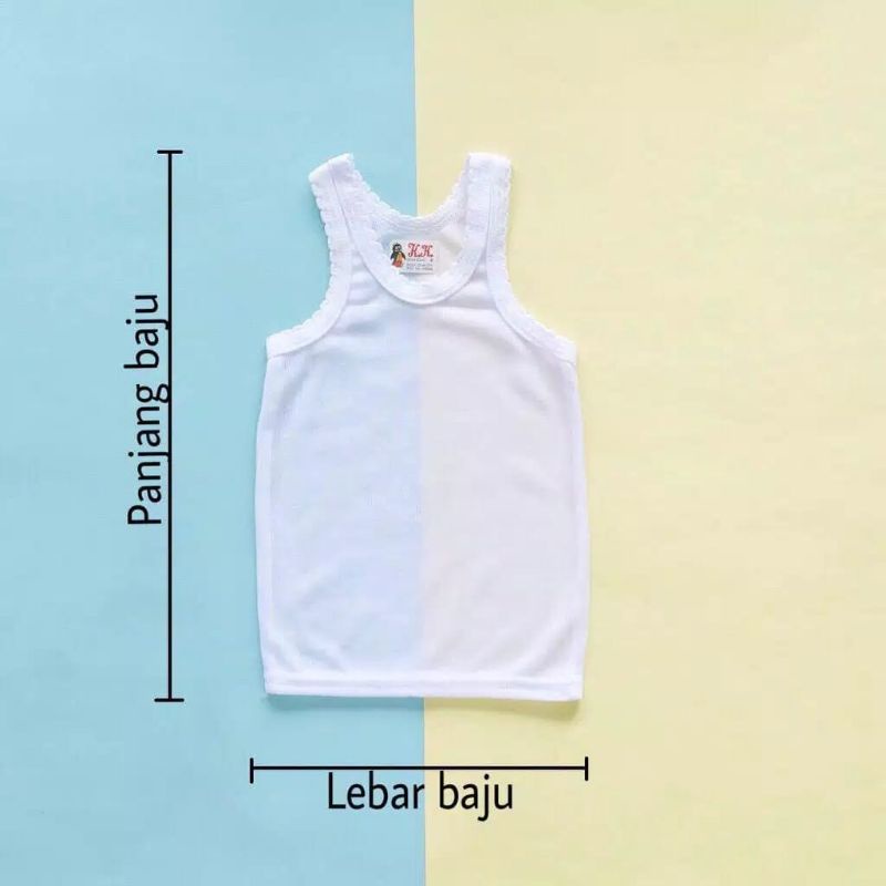 1 lusin grosir kaos dalam kiki riani WARNA PUTIH anak bayi S M L XL perlengkapan bayi newborn baru lahir cewek cowok