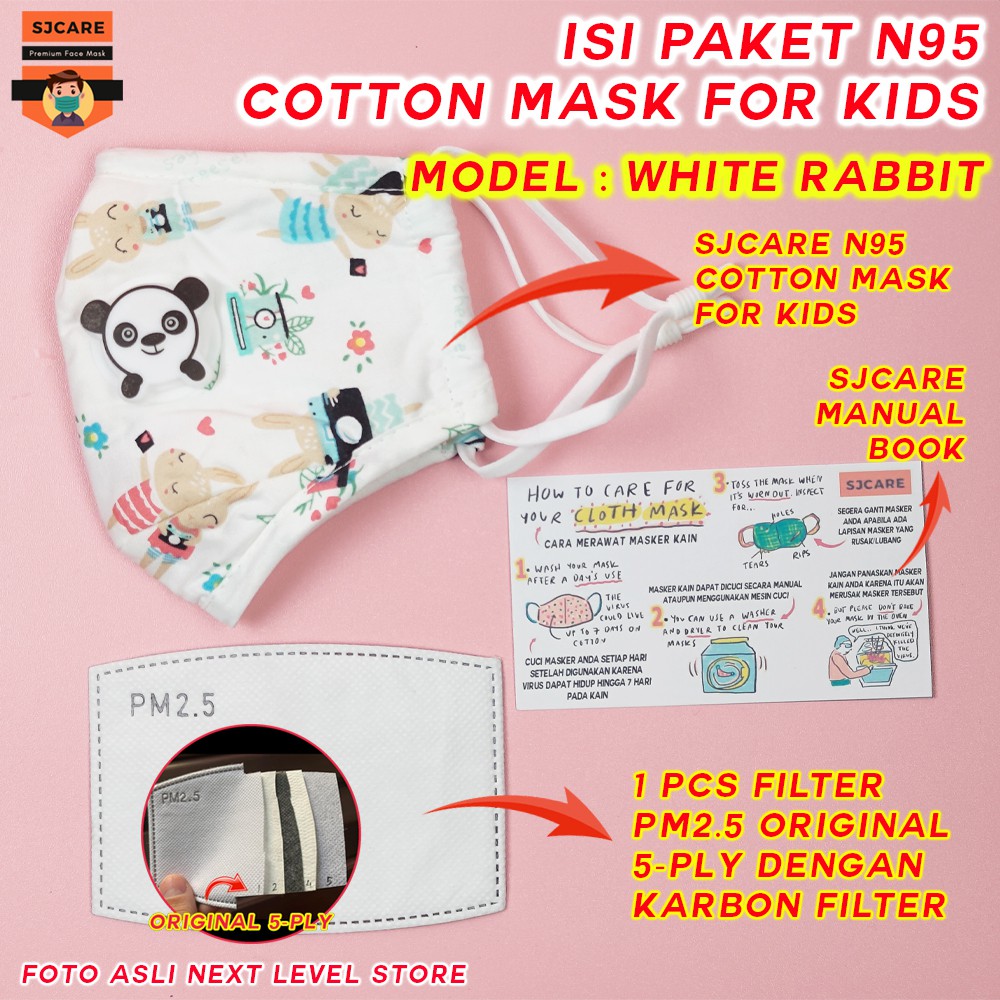 N95 Kids Cotton Mask SJCare Masker Anak Katup FREE FILTER PM 2.5 - SJCARE - MOTIF PILIH DI VARIASI