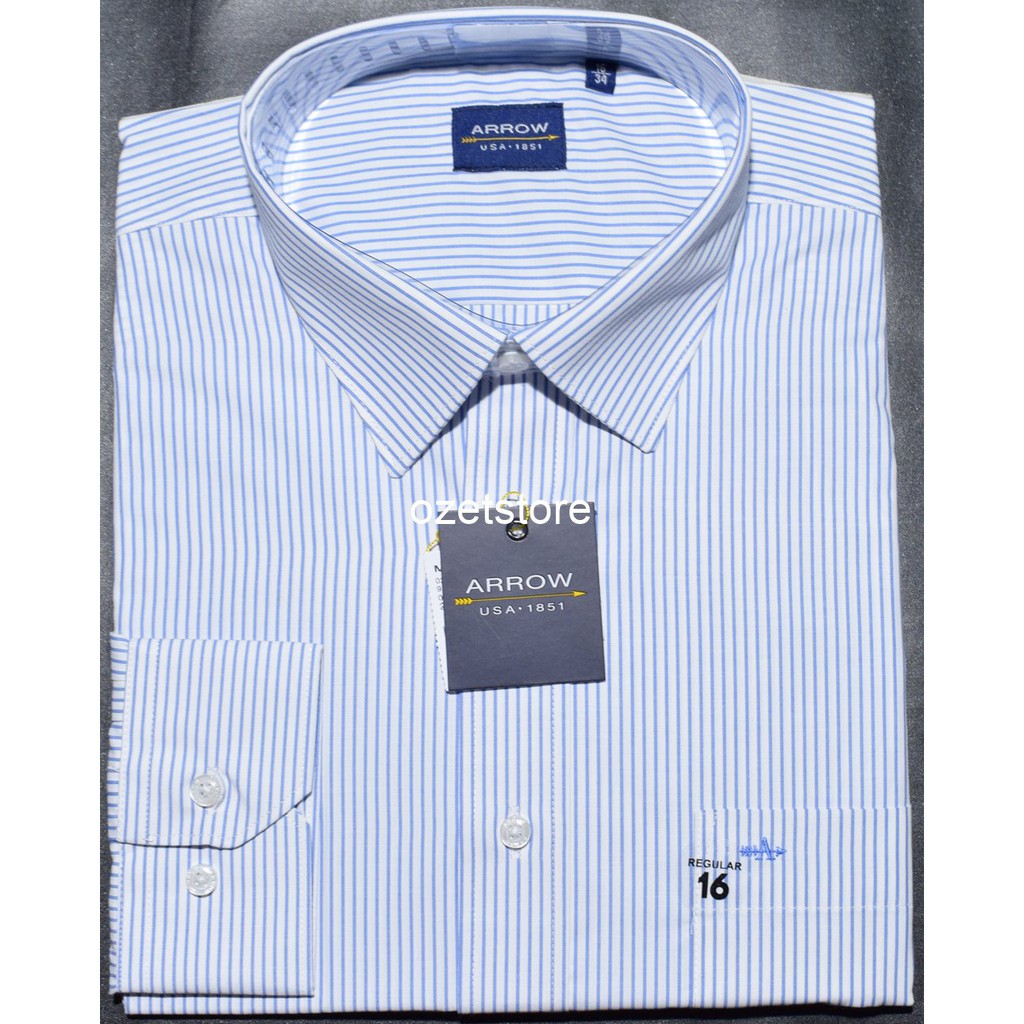 Kemeja Pria Formal Lengan Panjang ARROW Navy Salur Reguler CB12
