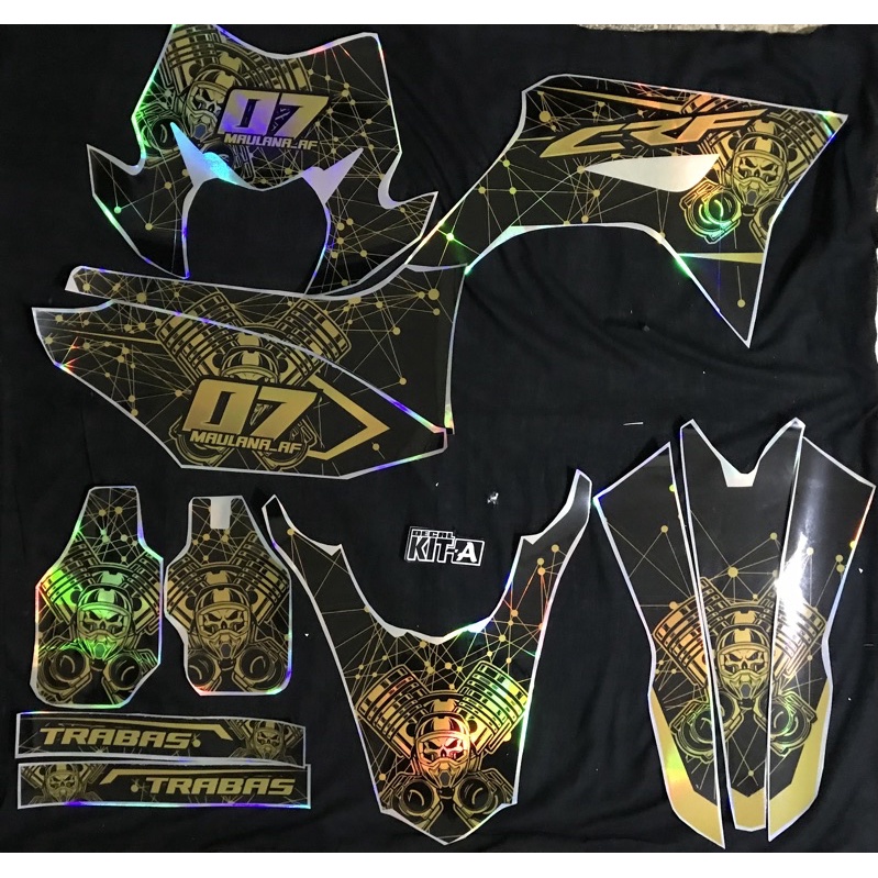 Decal Sticker Honda crf150l striping crf dekal crf150l Full Body Hologram black gold