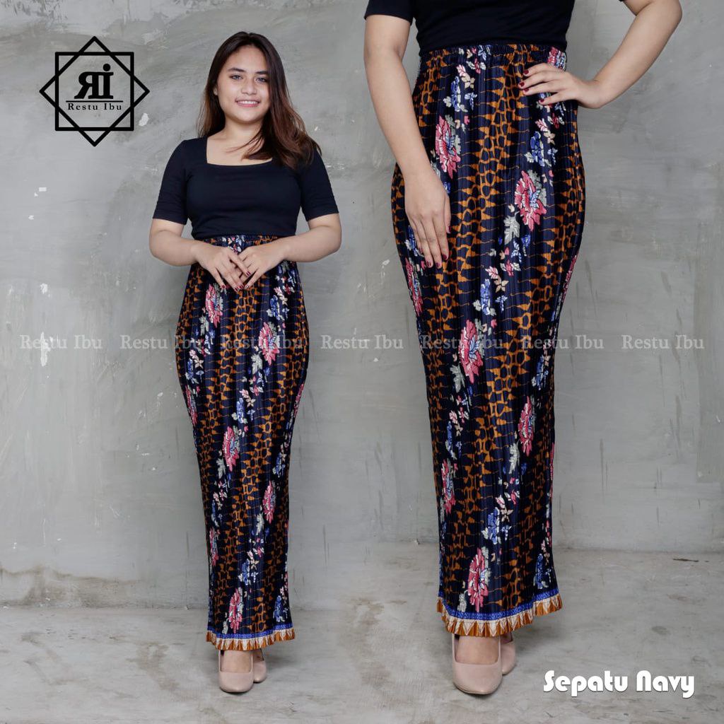 { COD } Rok Plisket Wanita Motif Batik Bawahan Wanita Seragam Kebaya Tunik Kemeja Wisuda Kondangan Bahan Premium