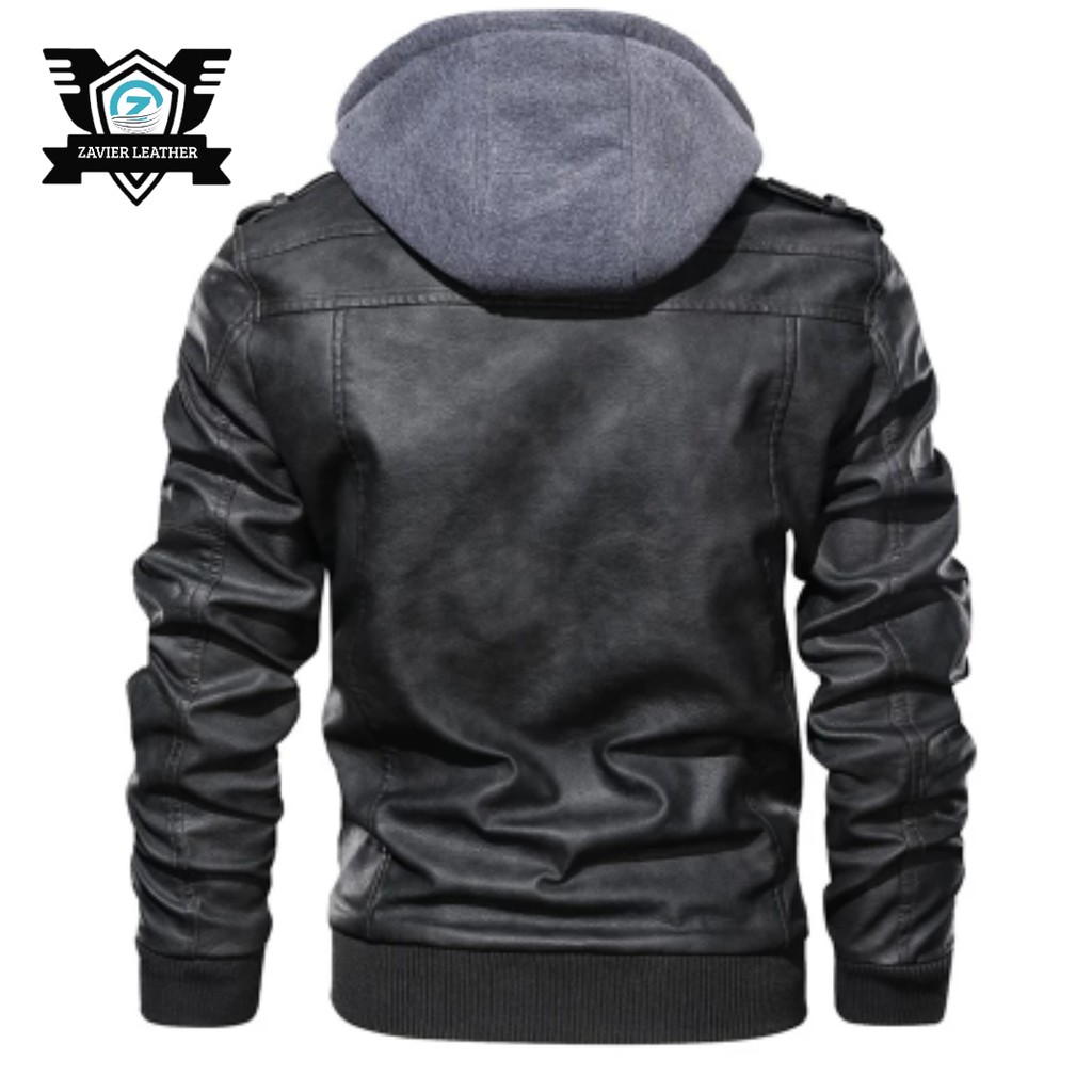 jaket pria semi kulit ggs ukuran jumbo/jaket motor kupluk