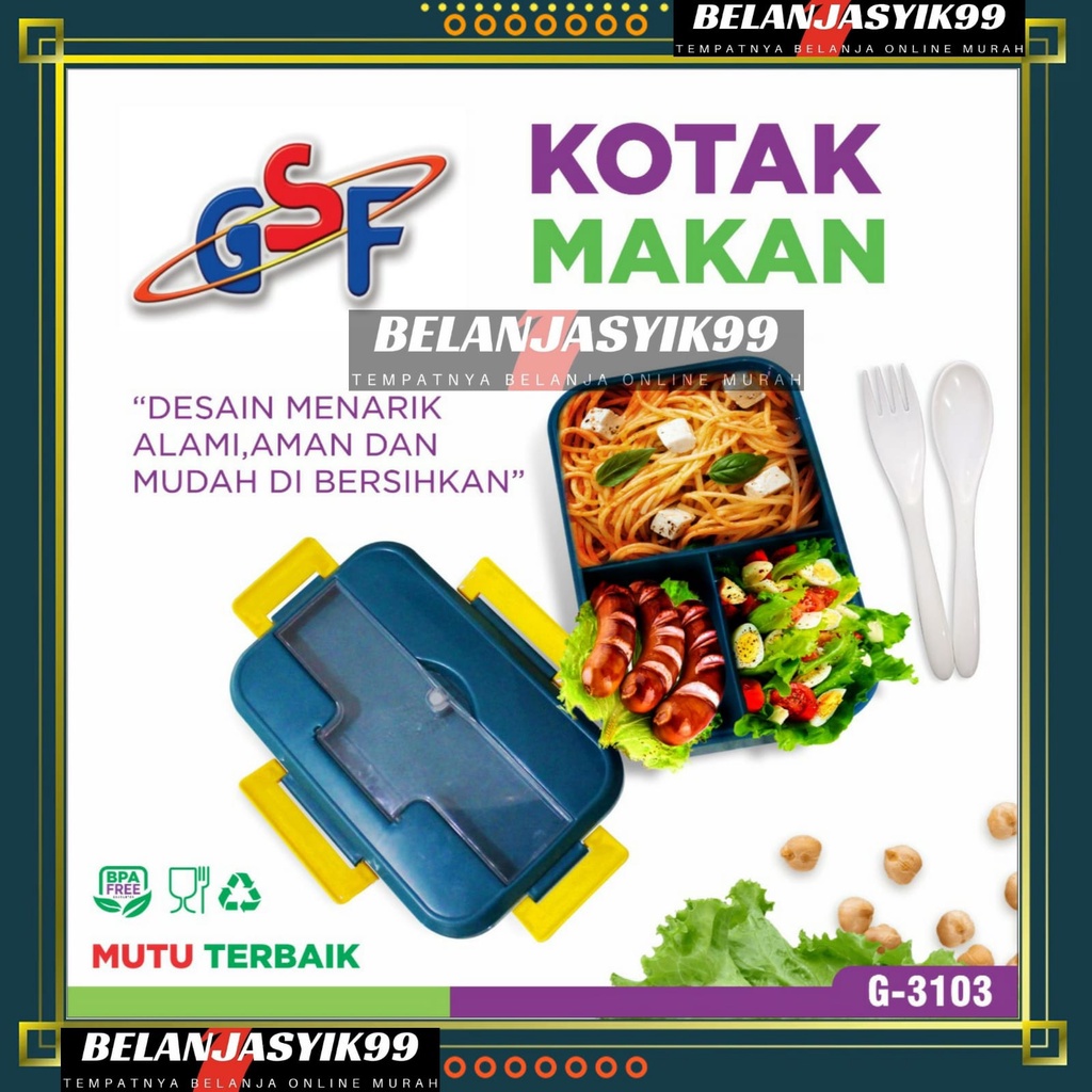 KOTAK MAKAN LUNCH BOX SET / KOTAK MAKAN BEKAL JERAMI GANDUM FREE SENDOK GARPU / KOTAK MAKAN GSF 3103 / KOTAK BEKAL MAKAN GSF G-3103 / KOTAK BEKAL MAKAN GSF G 3103