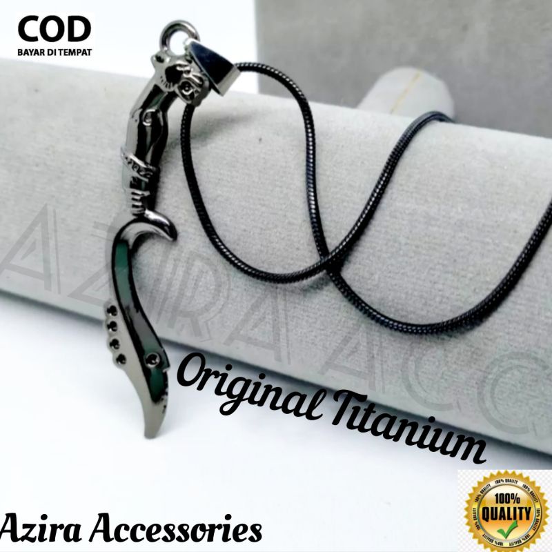 Kalung Titanium Rantai Belut Bandul Kujang  Kalung Pria Titanium Anti Karat