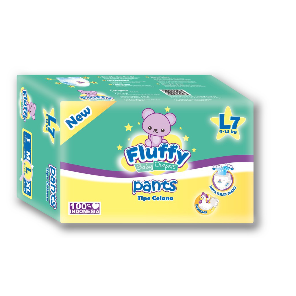 Pampers Fluffy Popok Bayi Tipe Celana L7