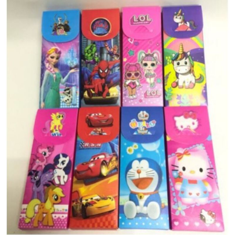 

(SUDAH DI RAKIT ) Kotak pensil murah souvenir ulang tahun (sudah di rakit & plastik per pcs)