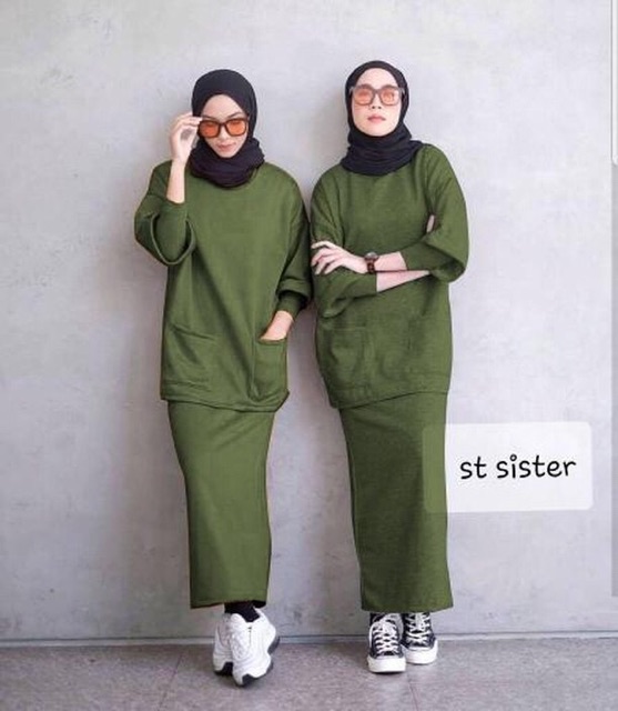 Restock JC- St Sister  / Stelan wanita muslimah / Set wanita hijab kekinianl