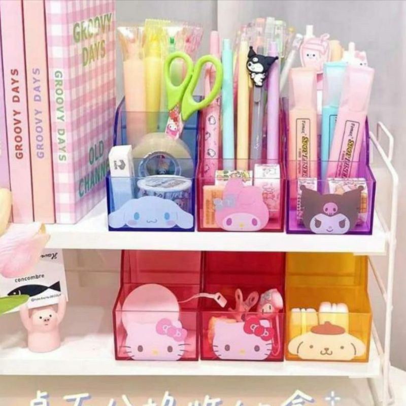

rak pensil sekat 3 hello Kitty melody cinamonrol pompurin bahan akrilik