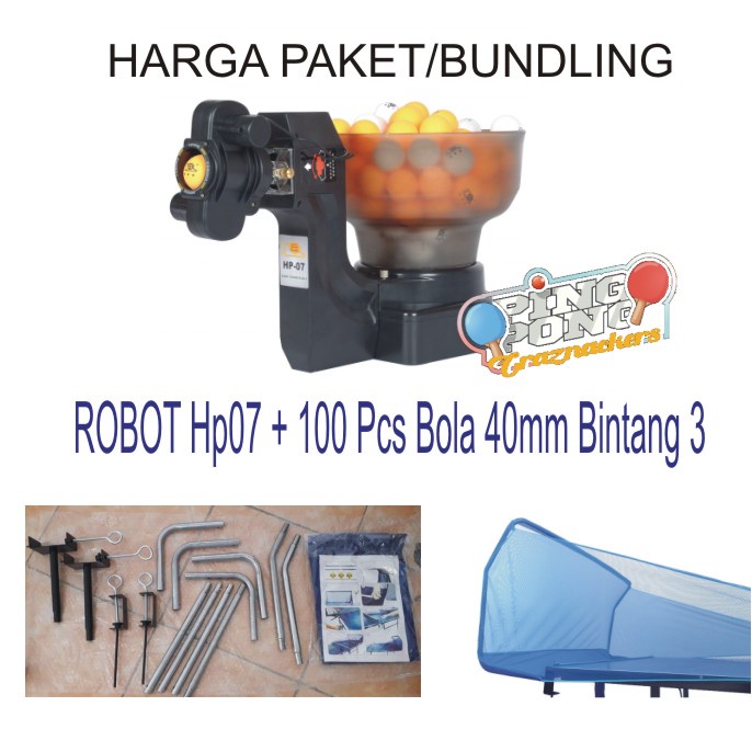 Fullset Mesin Robot Pingpong Jaring Penangkap Bola Tenis Meja