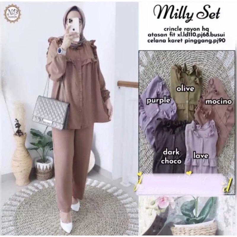 Setelan Crinkle / One set wanita /  Setelan crinkle /One set Milly / setcel crinkle/ stelan crinkle / ONE SET CRINKLE /SETELAN CRINKLE PREMIUM / SETELAN CRINKLE