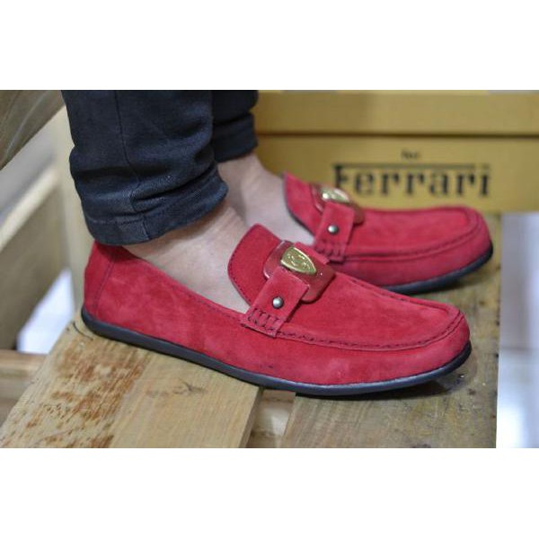 sepatu ferrari slip on suede 003 merah