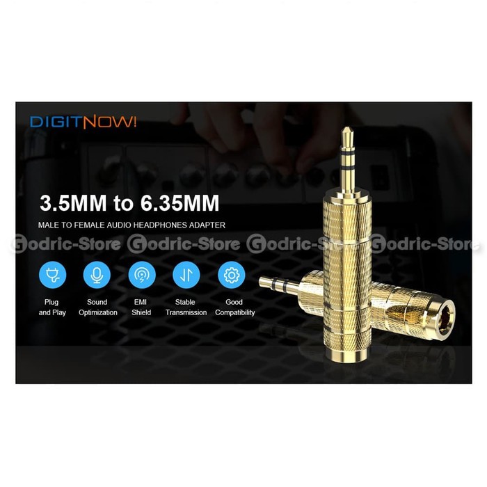 Audio Converter Gold Plated Jack 3.5mm to 6.5mm / 6.35mm Konektor Adapter Mic ke HP 6.5 to 3.5 mm