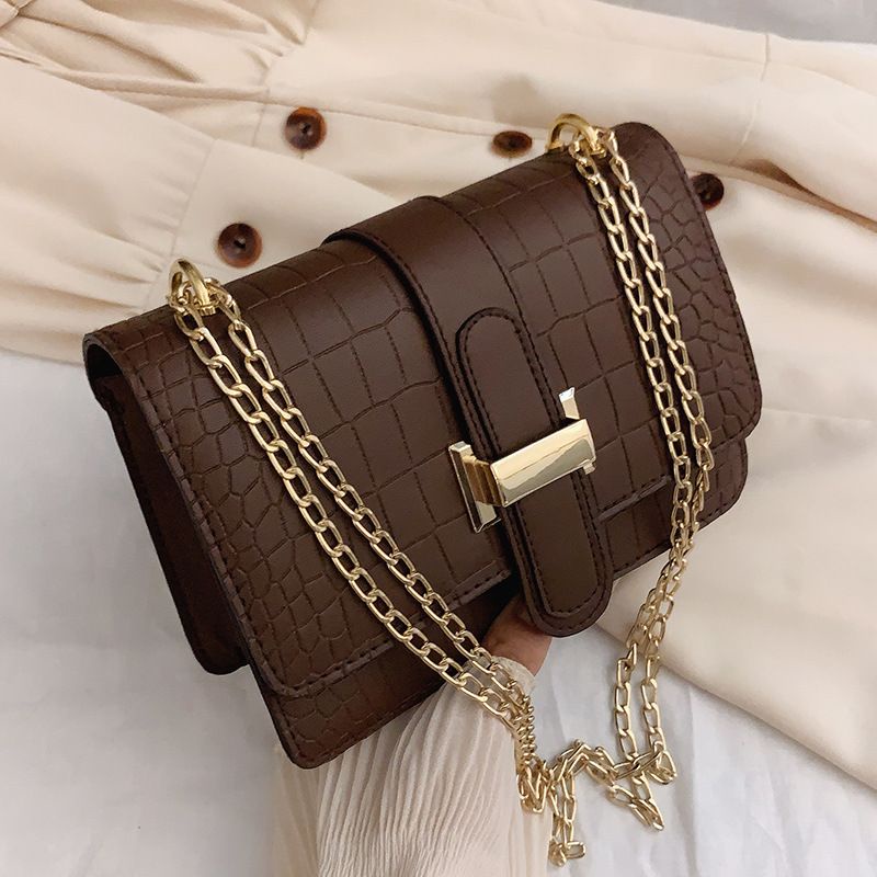 EV  T121 Tas Selempang Bahu Wanita Croco Tali rantai Fashion Import