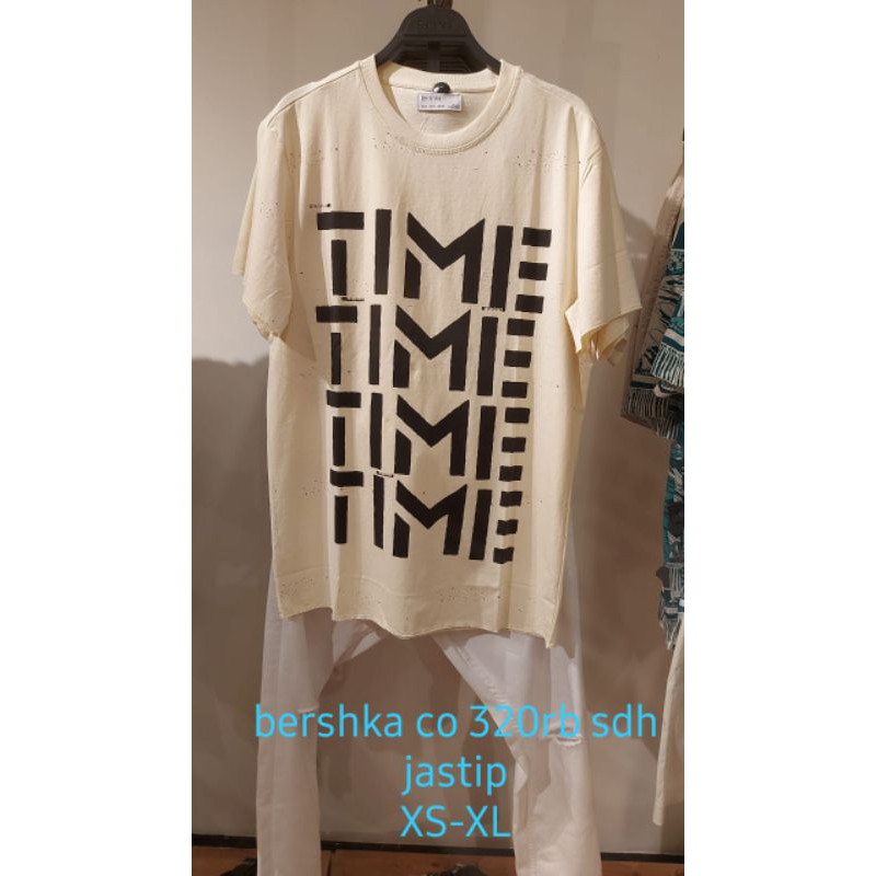 BERSHKA MAN NEW KAOS LENGAN PENDEK PRIA MOTIF TIME