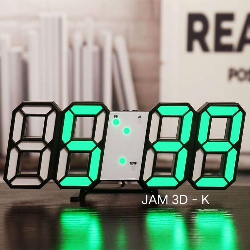 Jam Dinding Digital LED 3D Gaya Modern Untuk Dekorasi Ruang TamuJam Digital LED Full Angka 3D Unik Untuk Dekorasi Meja Dinding Ruang Tamu-JAM 3D - K