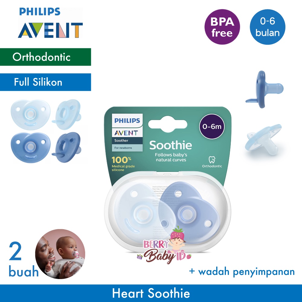 Philips Avent Soother Soothie Heart Empeng Silikon Bayi Pacifier 0-6m Berry Mart