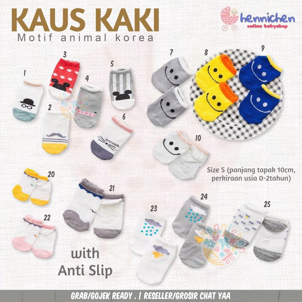 Kaos Kaki Bayi Animal Korea 0-2 Tahun Anti Slip Lucu dan Fashion