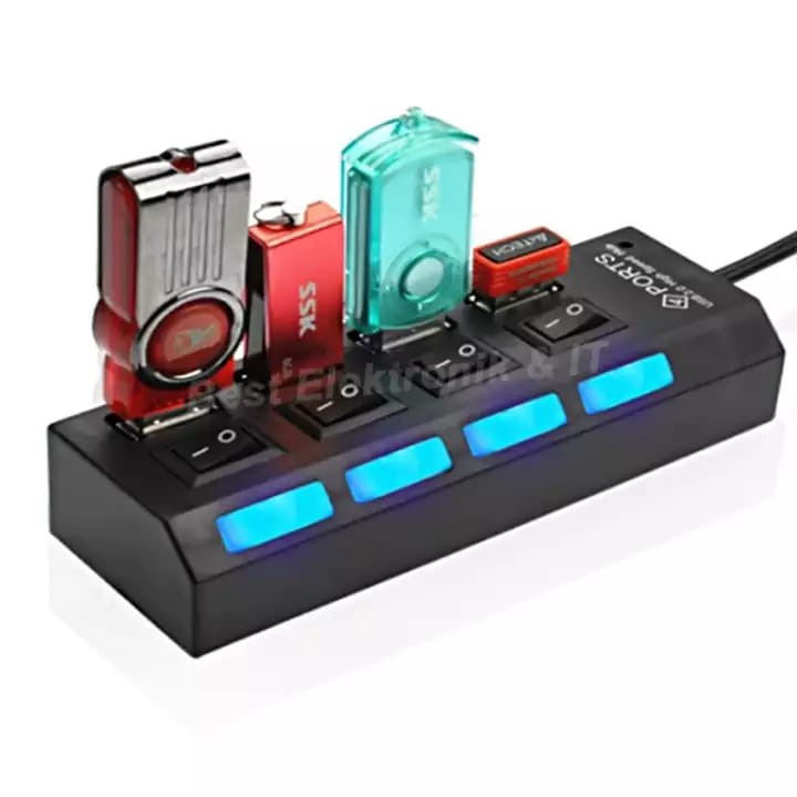 USB Hub 4 Port 4 Switch LED