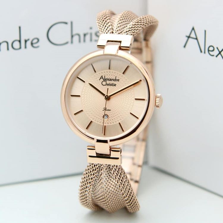 Alexandre Christie AC2872 Original Jam Tangan Wanita Full Rose Gold