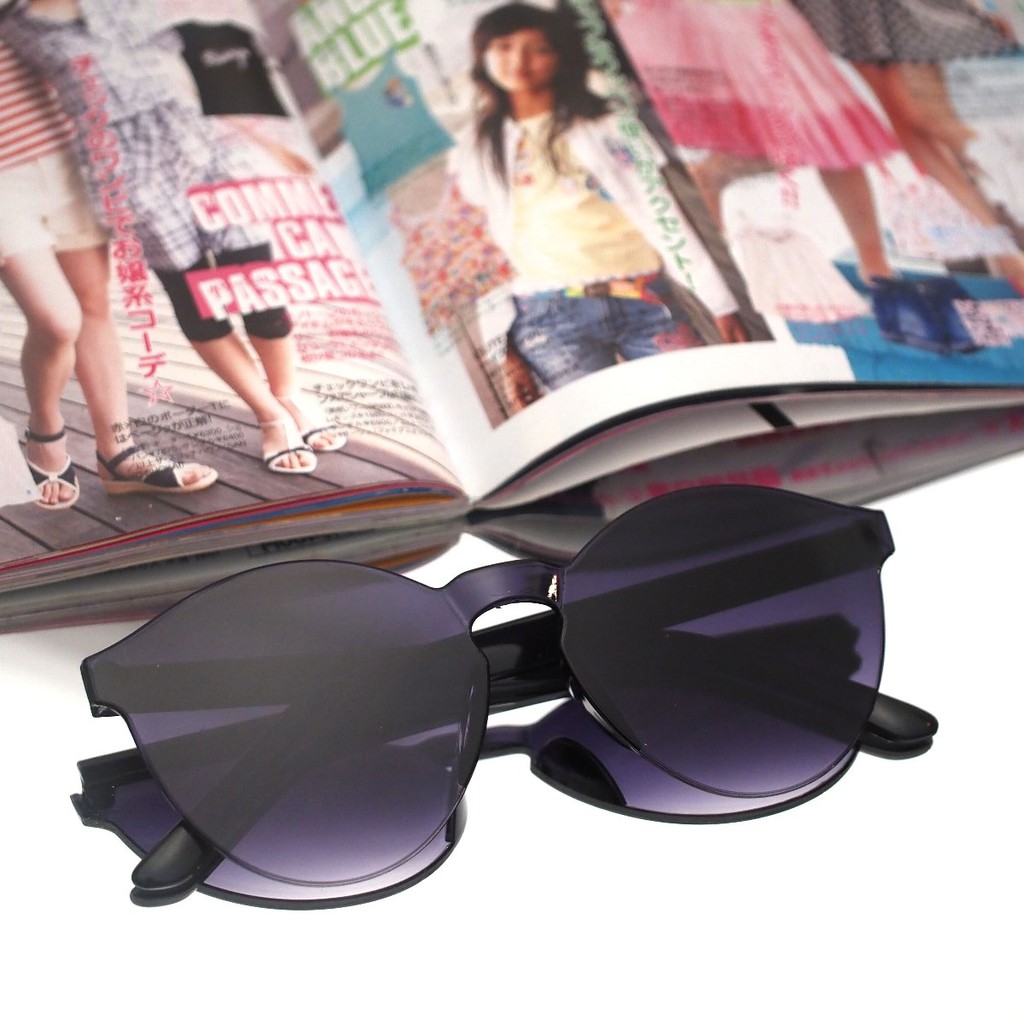 Kacamata Jelly Pria Wanita Kacamata Fashion Murah / Kaca Mata Candy Sunglasses Korea Warna Warni-15. Grad Black