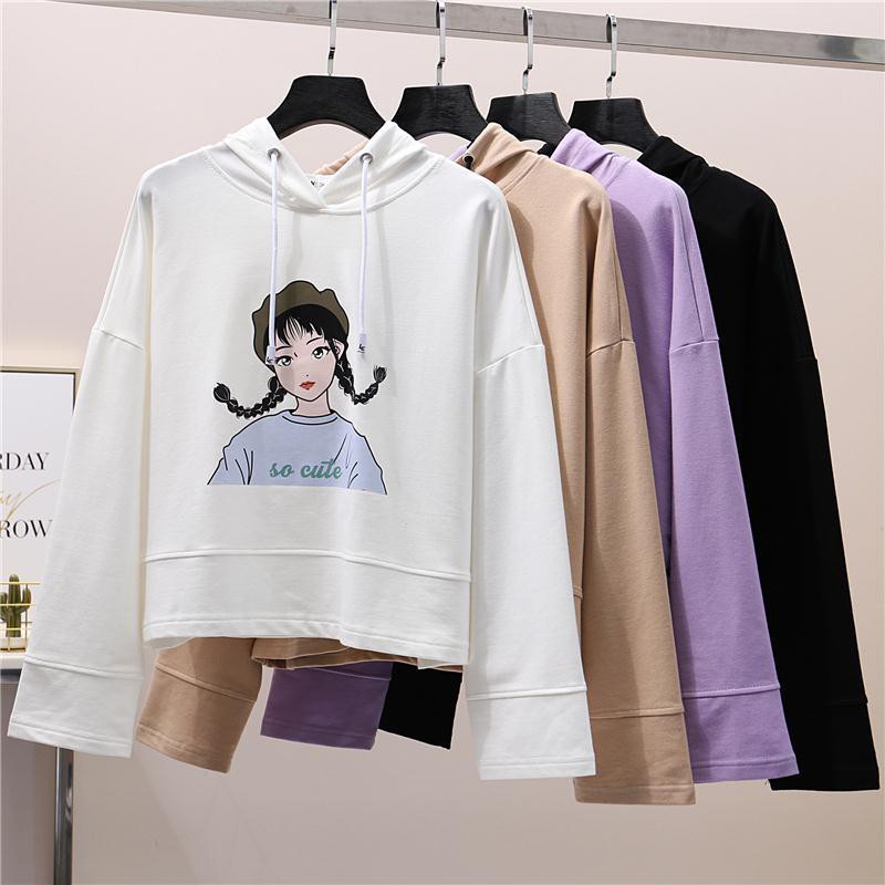 A0511211 Sweater Kaos  Hoodie  Lengan  Panjang  Print Huruf Oh 