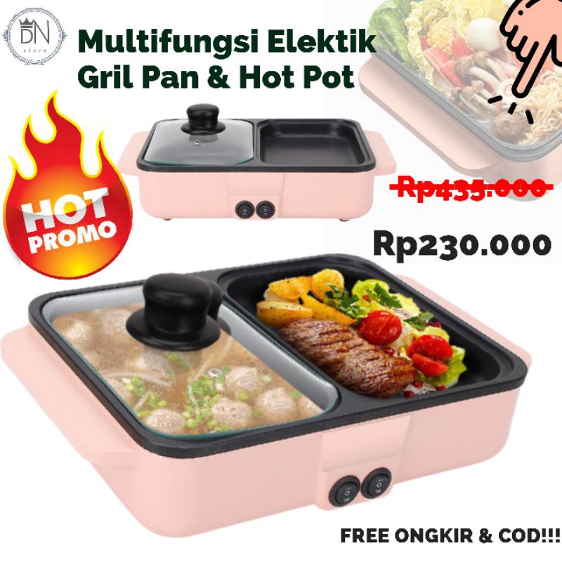 ELECTRIC GRILL PAN PEMANGGANG BARBEQUE BBQ SET PANCI HOTPOT SHABU SUKI ELEKTRIK 2 IN 1 MULTIFUNGSI