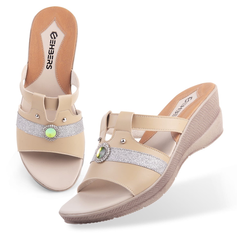 EHBERS Sandal Selop Wanita Terbaru Original Cream