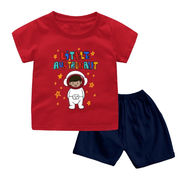 Setelan Bayi &amp; Anak Kaos Little Astronot Untuk Usia 6 Bulan-8 Tahun Bahan Katun Combed 30s