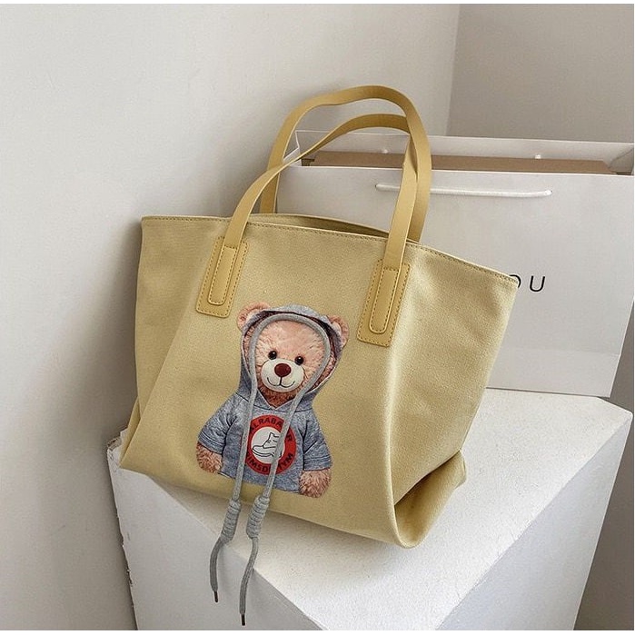 BQ 3352 RISCE TAS TOTE GAMBAR BEAR IMPORT WANITA CEWEK PEREMPUAN JAKARTA BATAM EL 5876