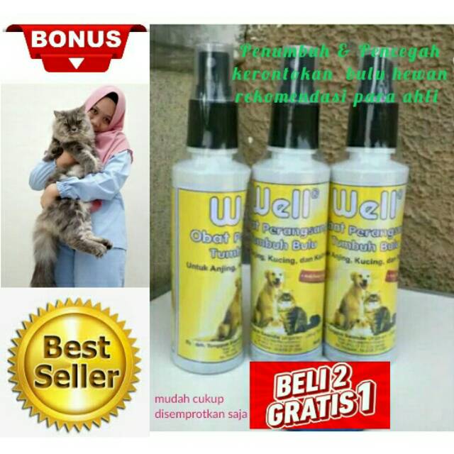 Vitamin untuk kucing anjing penumbuh bulu  WELL pencegah kerontokan bulu