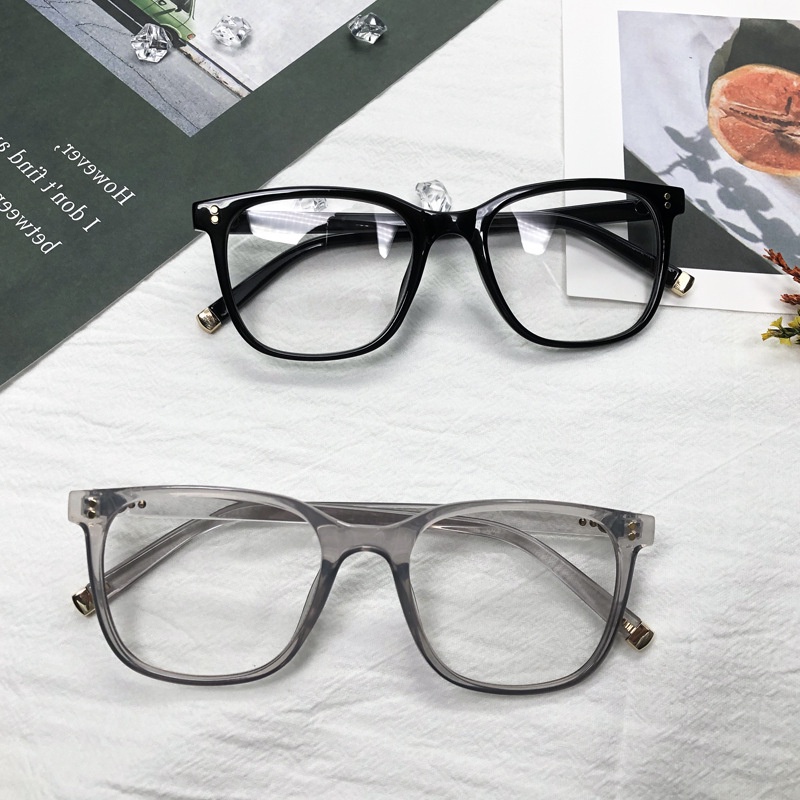 (YUZHU) Korean Style Simple Oversized Square Frame Glasses Daily Replaceable Lenses Eyeglasses Unisex