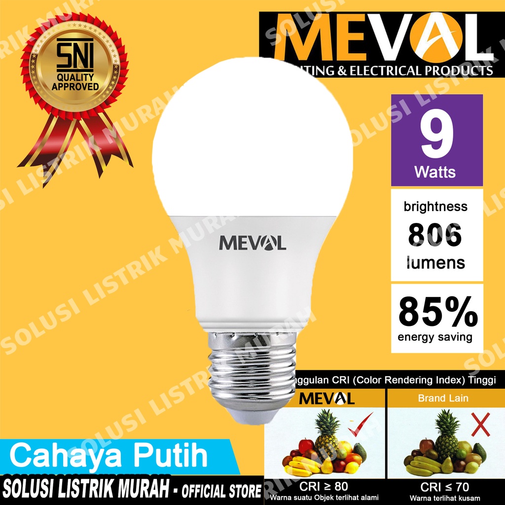 Meval Lampu LED Bulb Advance 9W - Putih