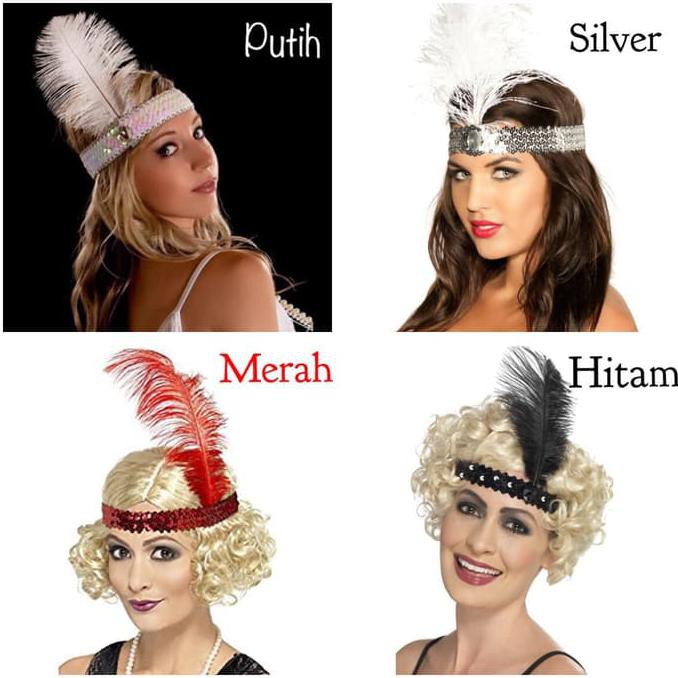 BARANG MURAH FLAPPER HEADPIECE HEADBAND GREAT GATSBY AKSESORIS RAMBUT PESTA 1920 - PUTIH KEKINIAN