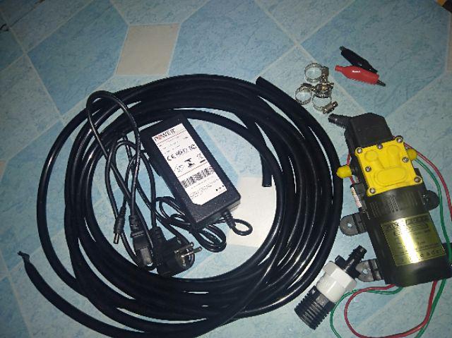 New Upgrade Dinamo Pompa Air Dc 12v 250 Psi + Adaptor 10a + Selang Cuci Motor Mobil Ac