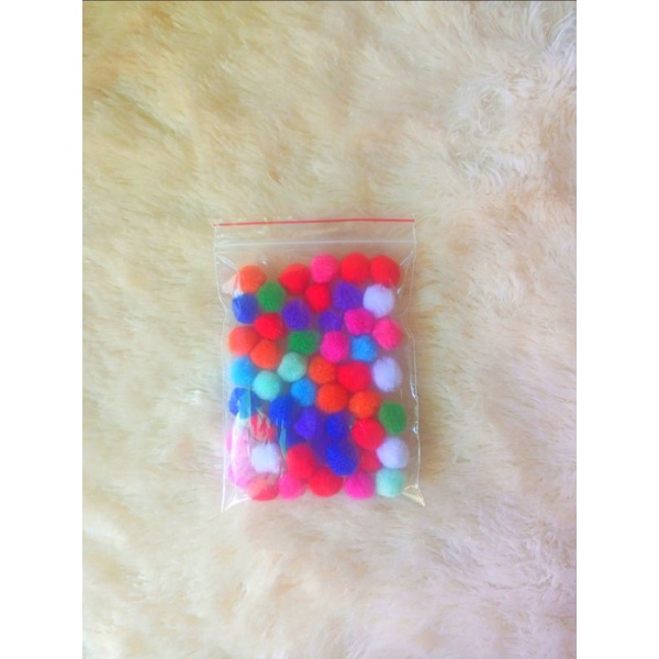 pompom 2,5cm 1,5cm mainan sortir warna bola bulu menghitung/ sorting color