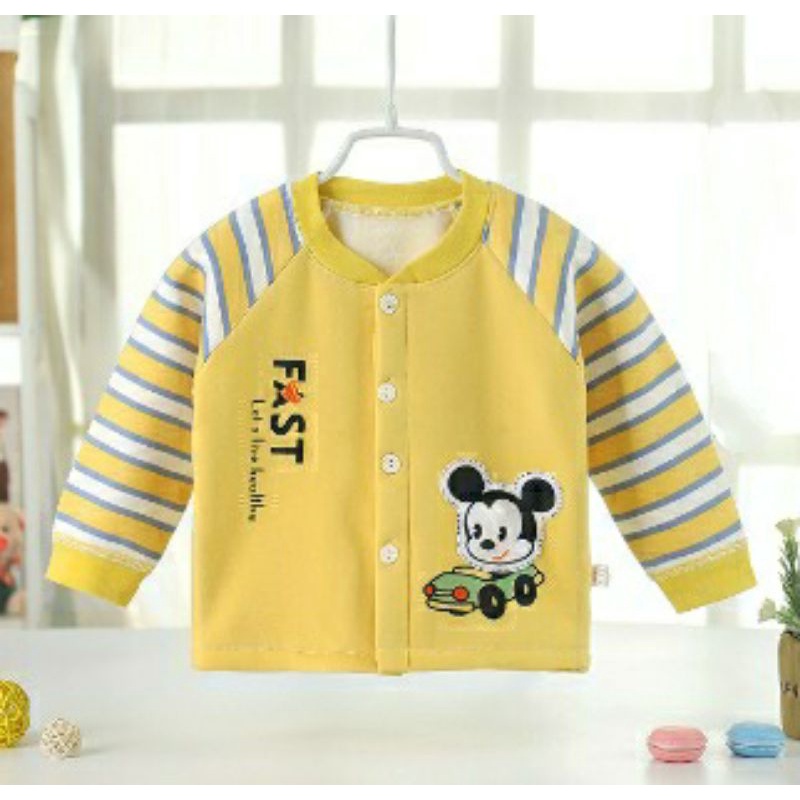 Jaket Bayi Baju Lembut Cardigan Sweater Soft Cotton Fleece Import Murah Jacket Kardigan Kancing Button Baby Kids