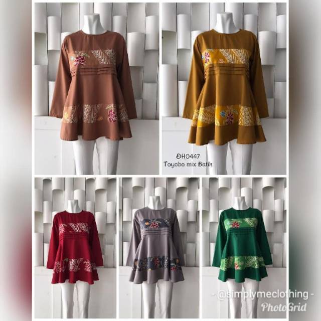 Blouse polos kombinasi batik
