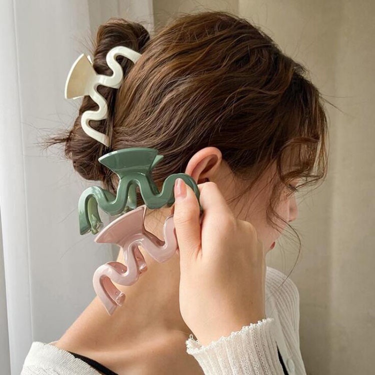 Jepit Jedai Rambut Wanita Model Gelombang Warna Doff Gaya Korea Fashion Import