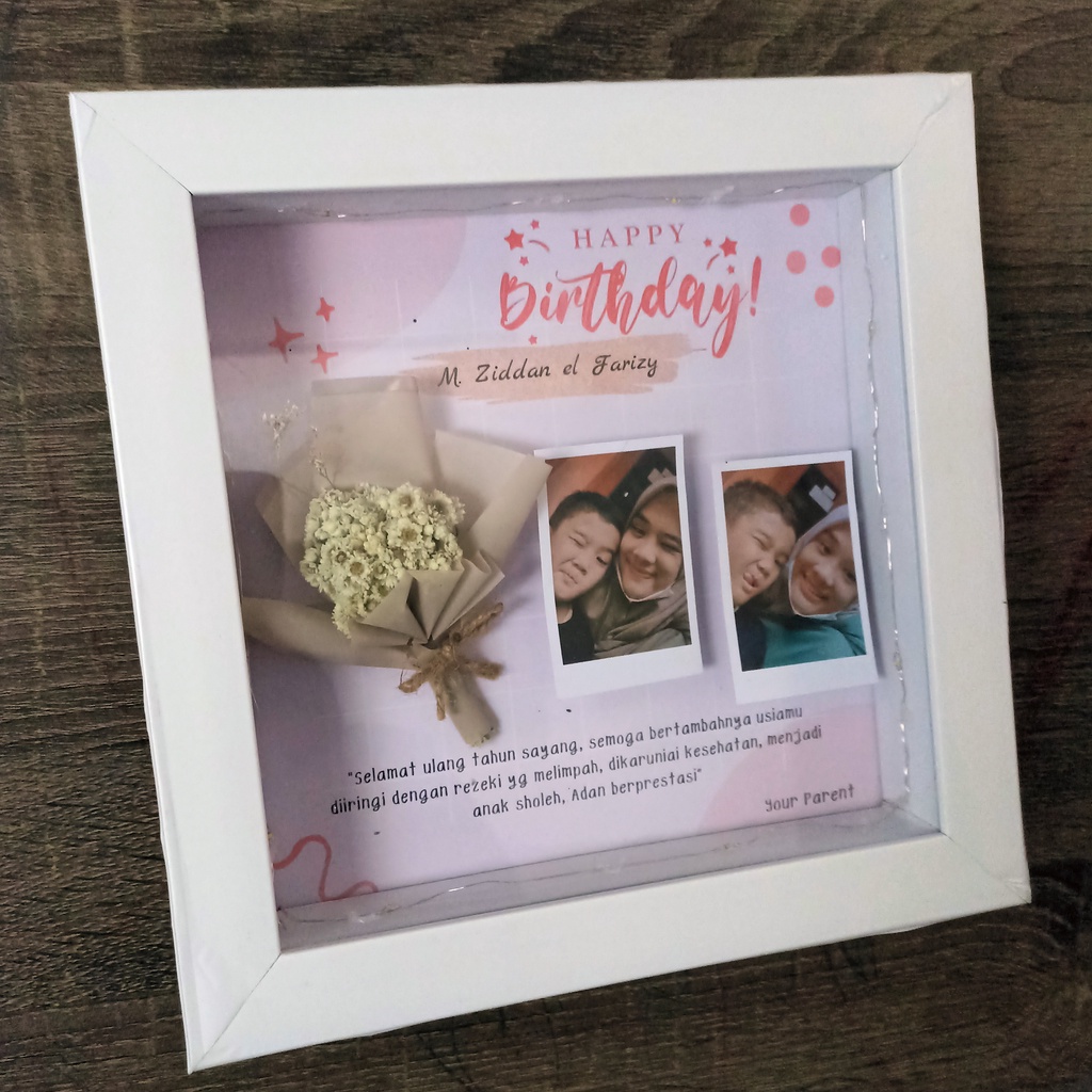 FLOWER IN FRAME GIFT BOX FRAME BINGKAI 3D CUSTOM KADO ULANG TAHUN / ANNIVERSARY / WEDDING / WISUDA