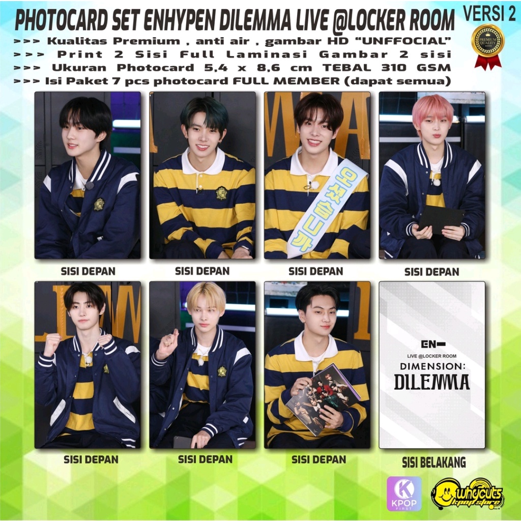 PHOTOCARD FULL SET KPOP PREMIUM ENHYPEN  DDU-DDU HAKDANG / DILEMA LIVE @LOCKERROOM / ANSWER  PHOTO SKETCH / COMEBACK LIVE PRINT 2 SISI FULL LAMINASI