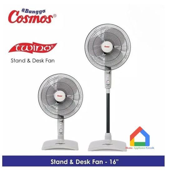 Kipas Angin  COSMOS 16-SN 2 In 1 Berdiri dan Meja Twino Stand Fan Desk Fan angin kencang