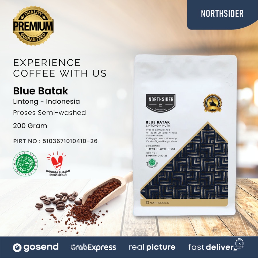 BIJI KOPI ARABIKA BLUE BATAK SEMIWASHED - 200GR NORTHSIDER COFFEE