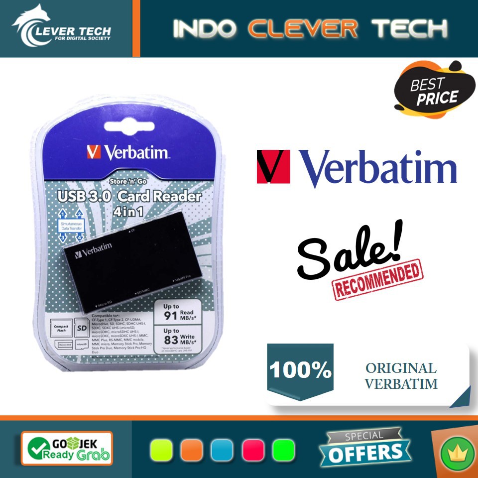 Verbatim Card Reader USB 3.0 4in1 (CF, SD, MICRO SD, &amp; MEMORY STICK) 64900