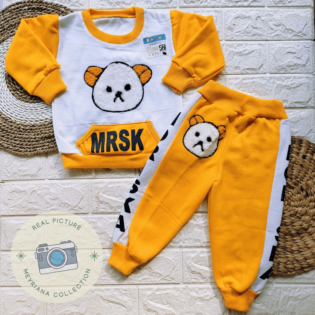 Setelan Joger Bayi Sweater Bayi Baju Bayi Motif Shaun the Sheep Usia 1-2 tahun