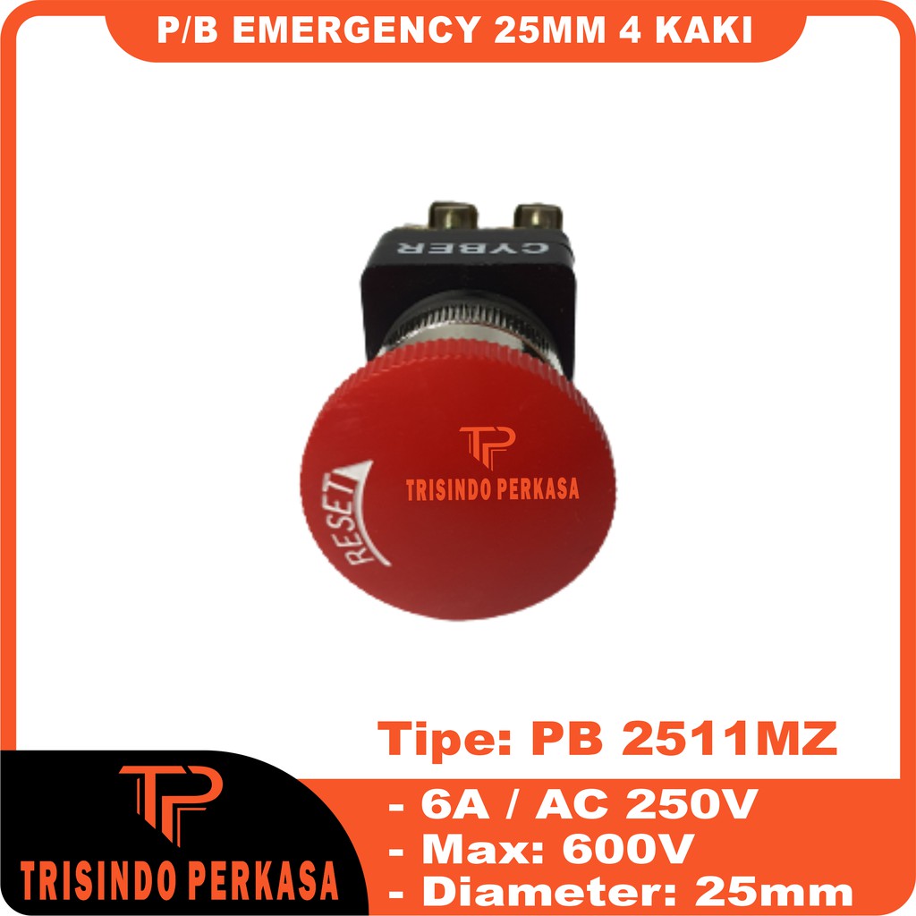 Push Button Reset Emergency PB2511MZ 25mm 4kaki.