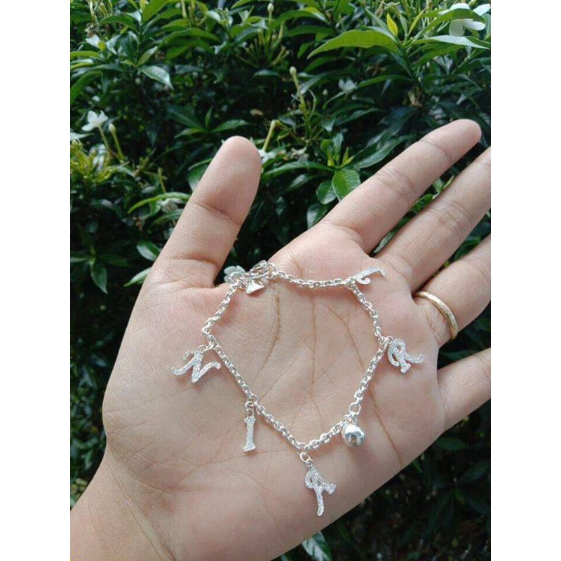 Gelang tangan dan gelang kaki huruf inisial Perak Murni
