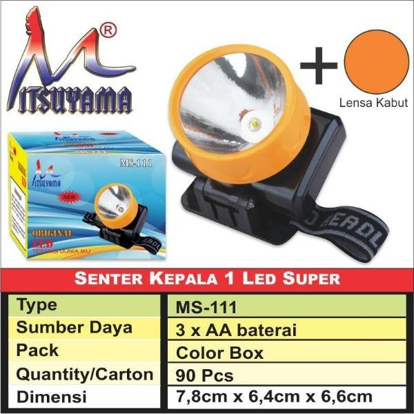 Headlamp Senter Kepala LED Mitsuyama MS-111/MS-111CHG/MS-2035 Berkualitas